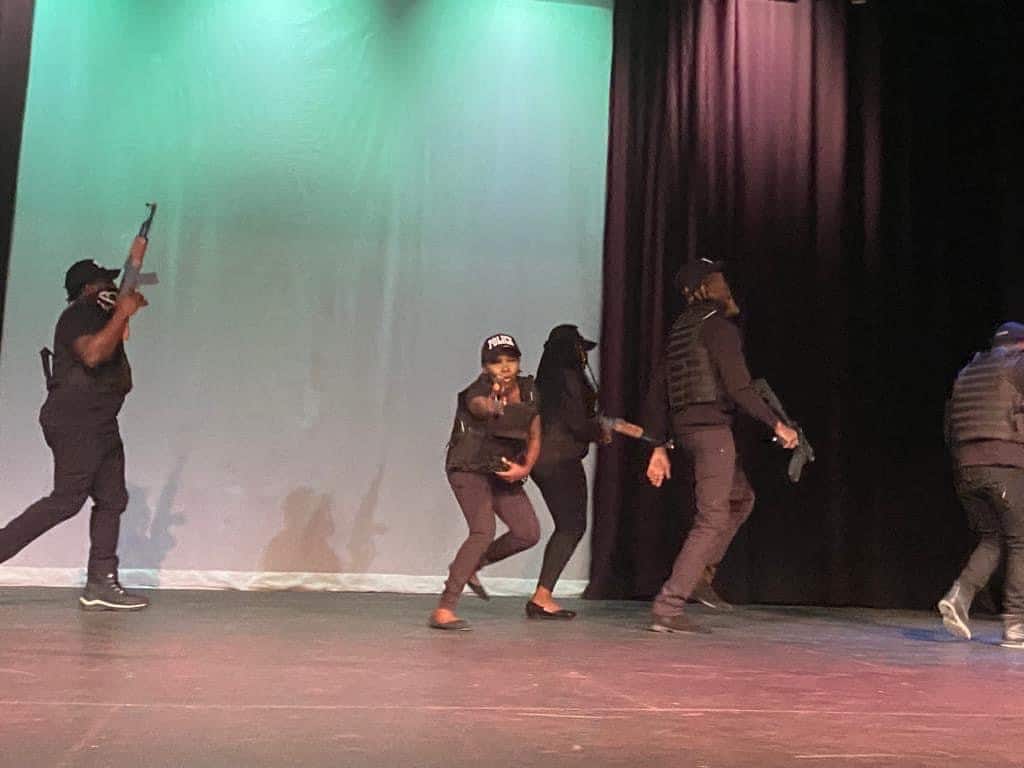 Soro Soke: officers advance across the stage